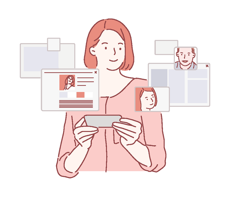 vector art of a woman creating a dating profile
