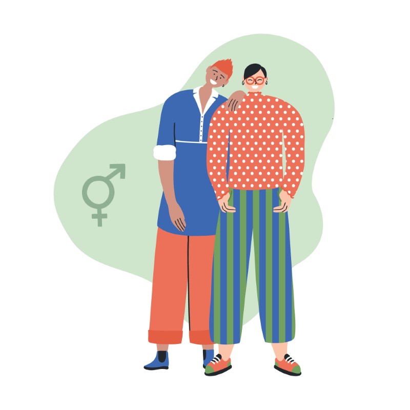 illustration of gender diverse couple