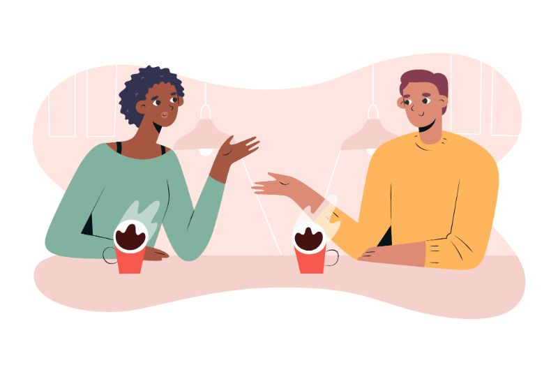 illustration of two people on a coffee date