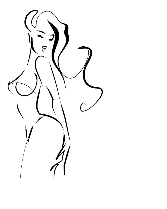 drawn woman in underwear